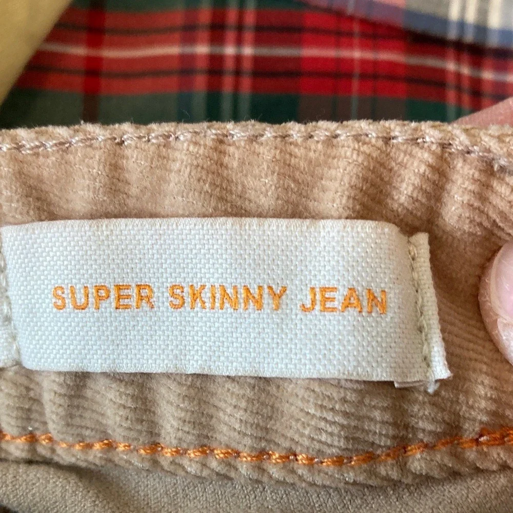 Tory Burch Womens Tan Low Rise Super Skinny Corduroy Pants Size 25 Stretch‎